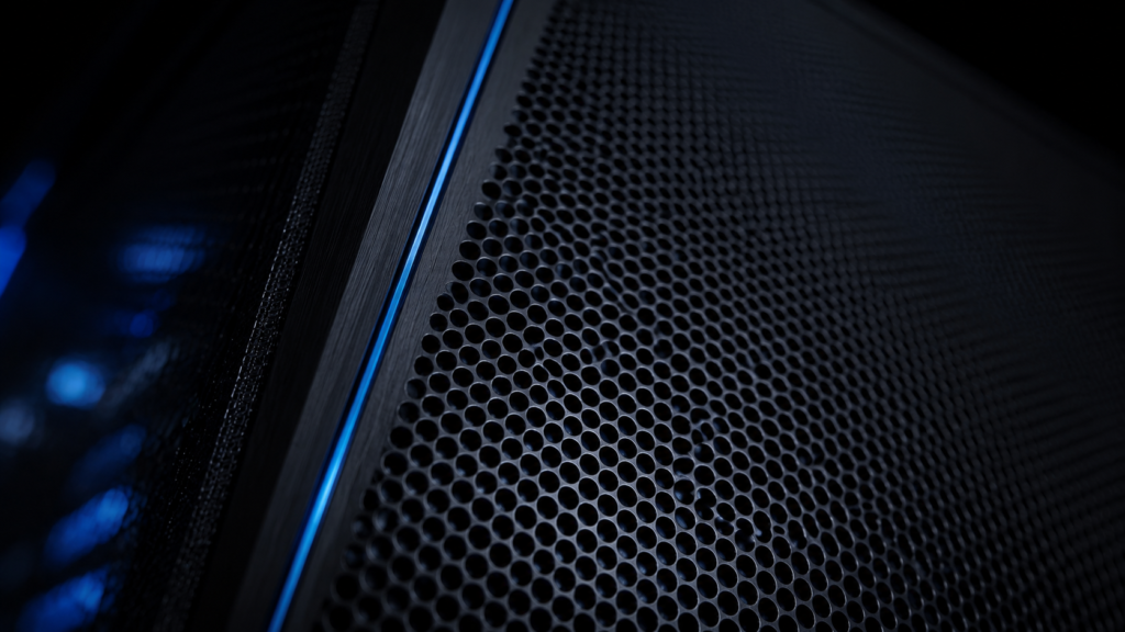 close-up macro shot of the mesh front panel