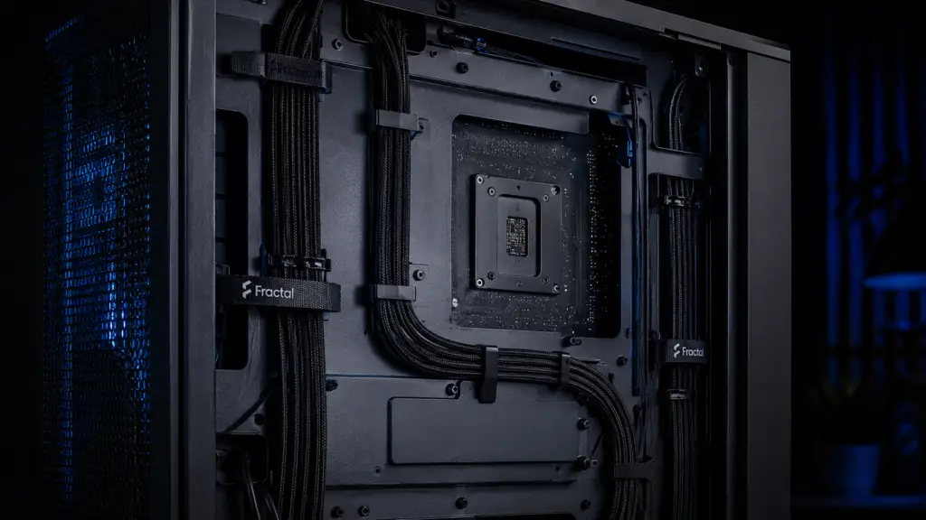 cables routed cleanly through a case's built-in channel